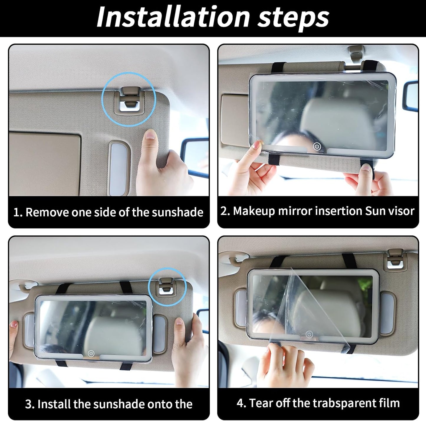 LuxeLit™ Car LED Vanity Mirror | USB C Rechargable